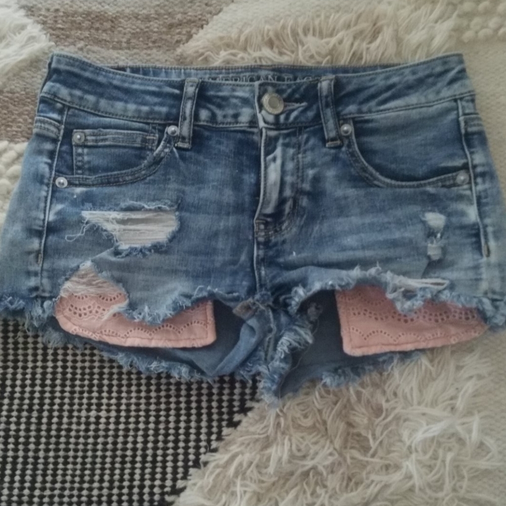 AE Jean Shorts with Lace Pockets